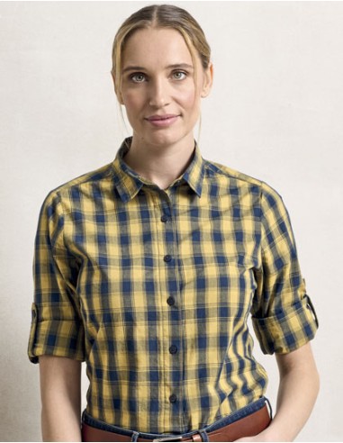 PRE-PR350-Womens Mulligan Check Cotton Long Sleeve Shirt